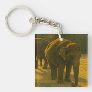 Porte-clés Compagnons d'or - Trio d'éléphants à lumière chaud