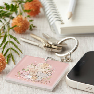Porte-clés Compagnons pastel en fleurs