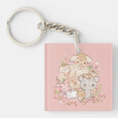Porte-clés Compagnons pastel en fleurs (Devant)
