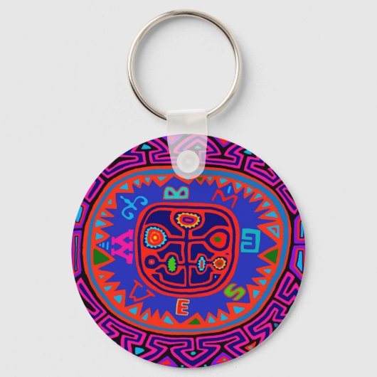 Porte-clés Compas Mola indienne de Kuna (Recto)