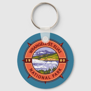 Porte-clés Compas rétro du parc national Wrangell St Elias