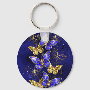 Porte-clés Composition avec papillons de saphir