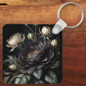 Porte-clés Composition de rose gothique Fleur noire (Verso)