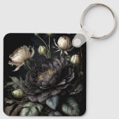Porte-clés Composition de rose gothique Fleur noire (Dos)