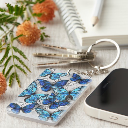 Porte-clés Composition des White and Blue Butterflies (Devant droit)