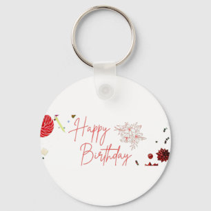 Porte-clés Composition festive d'anniversaire sur fond plat