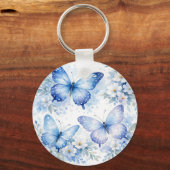 Porte-clés Composition florale Papillon Bleu (Verso)