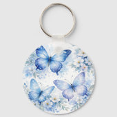 Porte-clés Composition florale Papillon Bleu (Verso)