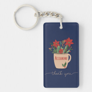 Porte-clés Comptable Merci à Noël Poinsettias