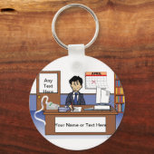 Porte-clés Comptable Personnalisé, Libraire - Cartoon Homme (Recto)