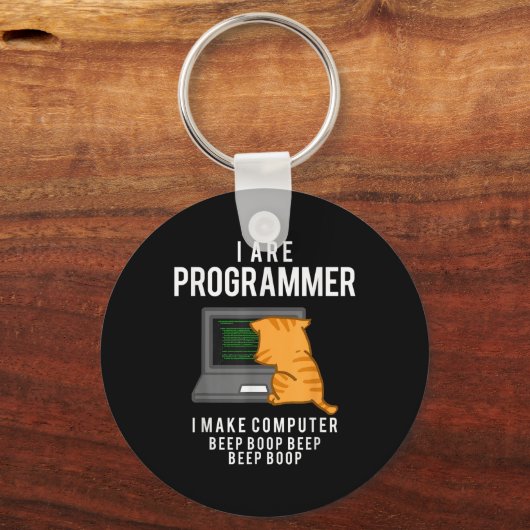 Porte-clés Computer Cat Programmer Funny Coder Meme (Recto)