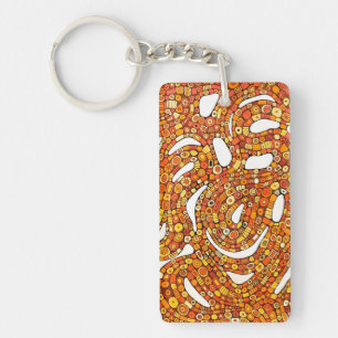 Porte-clés Conception Abstraite Couleurs Rouge Orange Jaune d