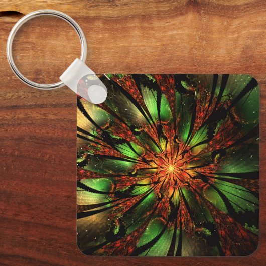 Porte-clés Conception Abstraite des fleurs fractales. (Recto)