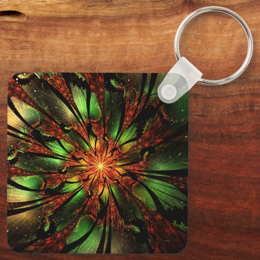 Porte-clés Conception Abstraite des fleurs fractales. (Verso)