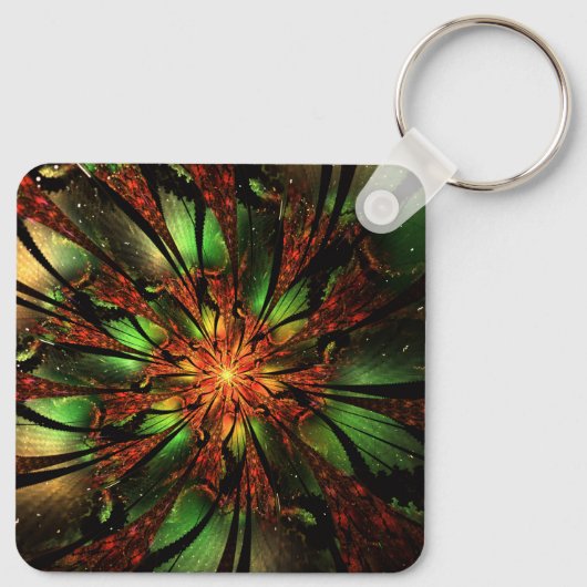 Porte-clés Conception Abstraite des fleurs fractales. (Dos)