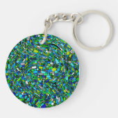 Porte-clés Conception Abstraite Formes Vagues Bleu Vert (Dos)