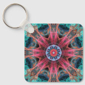 Porte-clés Conception Abstraite Fractale Rouge et Bleue Moder (Recto)