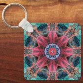 Porte-clés Conception Abstraite Fractale Rouge et Bleue Moder (Recto)
