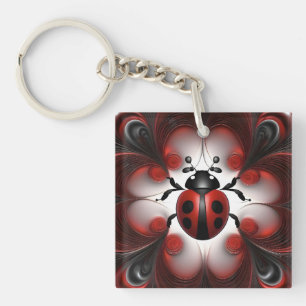 Porte-clés Conception artistique abstraite de coccinelle,