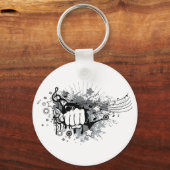 Porte-clés Conception avec poing, étoiles et notes musicales  (Recto)