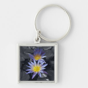 Porte-clés Conception botanique florale de nénuphar tropical