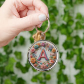 Porte-clés Conception d'alphabet brodé coloré (Main)
