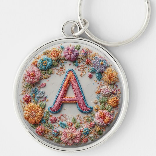 Porte-clés Conception d'alphabet brodé coloré (Devant)