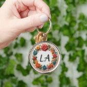 Porte-clés Conception d'alphabet brodé coloré (Main)