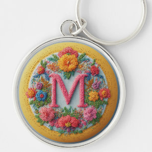 Porte-clés Conception d'alphabet brodé coloré