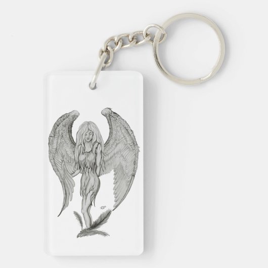 Porte-clés Conception d'ange - noir et blanc (Dos)