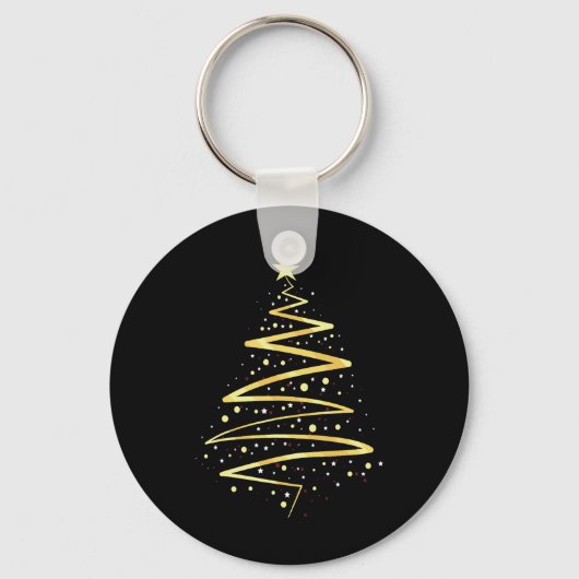 Porte-clés Conception d'arbre de Noël de couleur or (Recto)