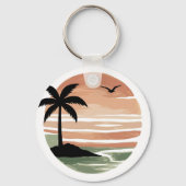 Porte-clés Conception d'arbre de palmier de coucher de soleil (Recto)
