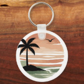 Porte-clés Conception d'arbre de palmier de coucher de soleil (Recto)