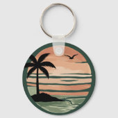 Porte-clés Conception d'arbre de palmier de coucher de soleil (Verso)