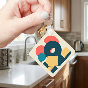 Porte-clés Conception d'art géométrique abstrait rétro au ris