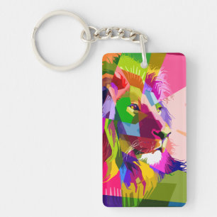 Porte-clés Conception d'art pop prismatique coloré de Lion-62