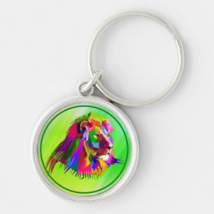 Porte-clés Conception d'art pop prismatique tête de lion-6250