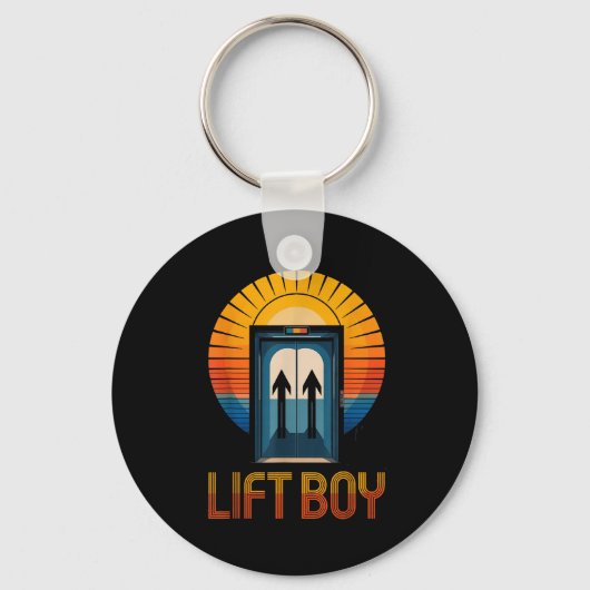 Porte-clés Conception d'ascenseur rétro Lift Boy Design drôle (Recto)