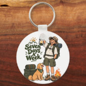 Porte-clés Conception d'aventure de camping sept jours par se (Recto)