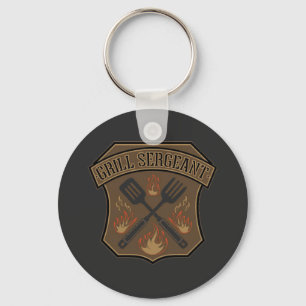 Porte-clés Conception de badge de sergent de grill avec spatu