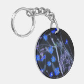 Porte-clés Conception de balayage de fleur sauvage de noir (Devant gauche)