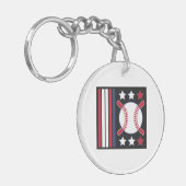 Porte-clés Conception de baseball patriotique (Devant gauche)