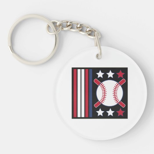 Porte-clés Conception de baseball patriotique (Devant)