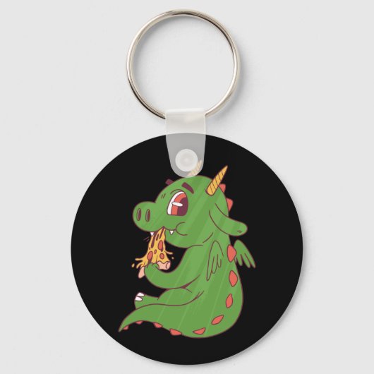 Porte-clés Conception de bébé dragon mangeant une délicieuse (Recto)