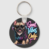 Porte-clés Conception de Bouledogue Français Good Vibes Only (Recto)