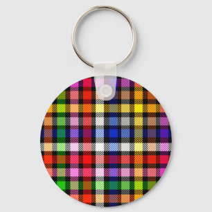 Porte-clés Conception de carreaux tartan en twill coloré noir