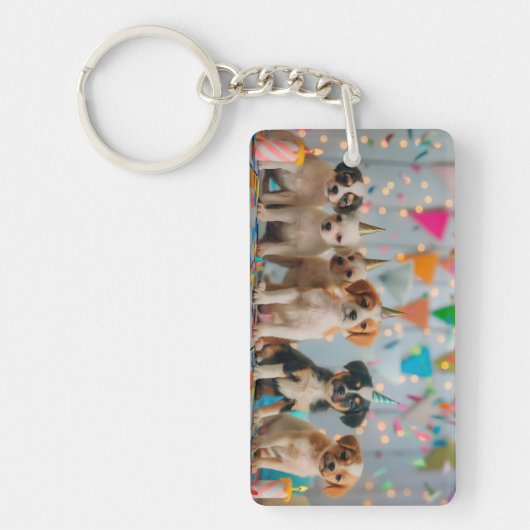 Porte-clés Conception de célébration d'anniversaire de chiots (Devant)