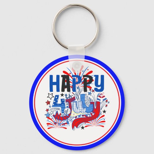 Porte-clés Conception de célébration du 4 juillet (Recto)