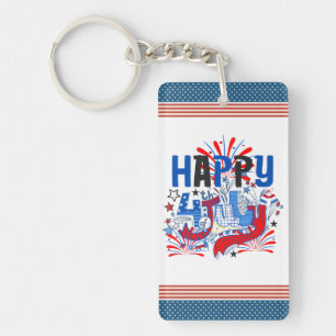 Porte-clés Conception de célébration patriotique du 4 juillet