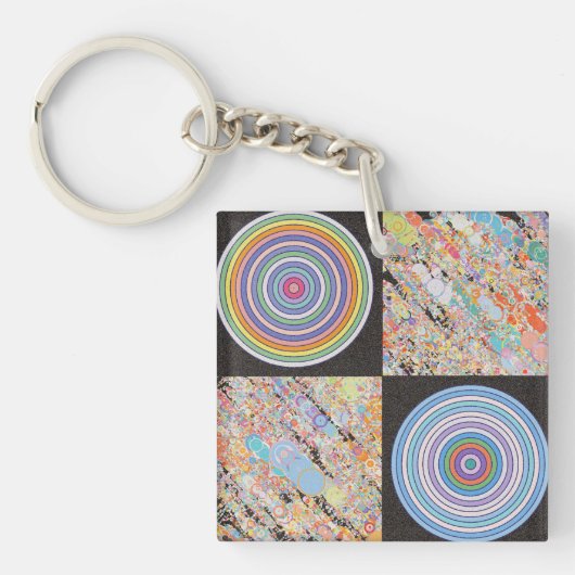 Porte-clés Conception de cercle concentrique arc-en-ciel (Devant)
